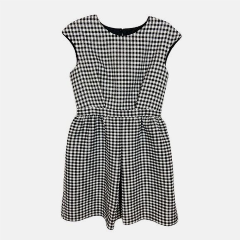 Zara black and white gingham side zip dress SZ L EUC
